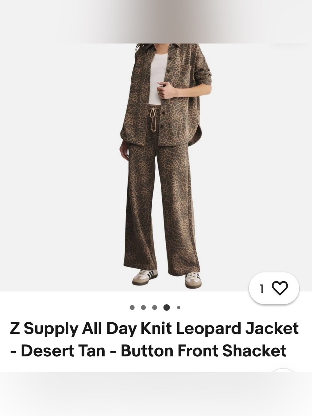 NWT 2pc Z Supply Hunter Knit Leopard Pants and All Day Jacket Sz M